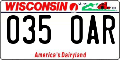 WI license plate 035OAR