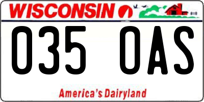 WI license plate 035OAS