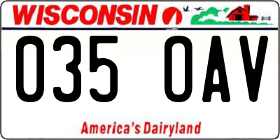 WI license plate 035OAV