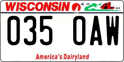 WI license plate 035OAW