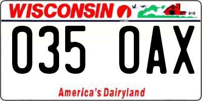 WI license plate 035OAX