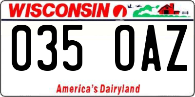 WI license plate 035OAZ