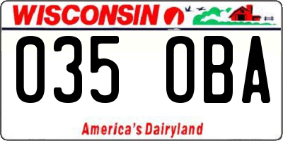 WI license plate 035OBA