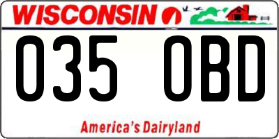 WI license plate 035OBD