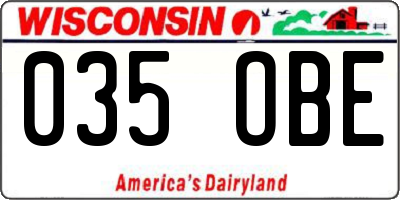 WI license plate 035OBE