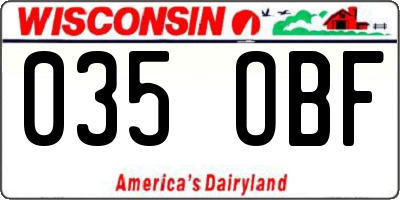 WI license plate 035OBF