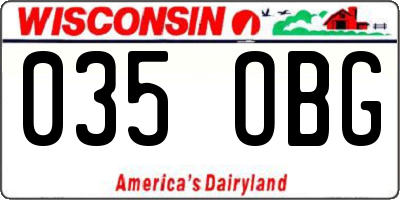 WI license plate 035OBG