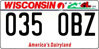 WI license plate 035OBZ
