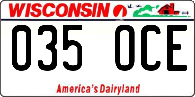 WI license plate 035OCE