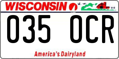 WI license plate 035OCR