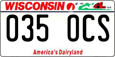 WI license plate 035OCS