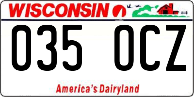 WI license plate 035OCZ