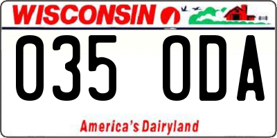 WI license plate 035ODA