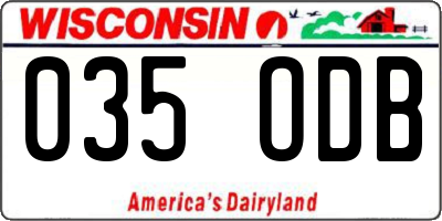 WI license plate 035ODB