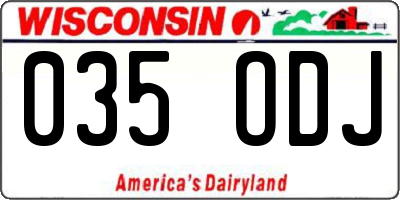 WI license plate 035ODJ