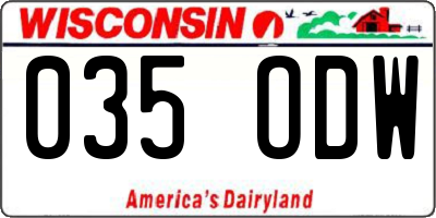 WI license plate 035ODW