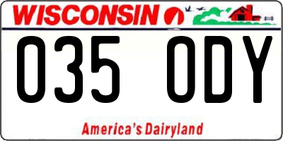 WI license plate 035ODY