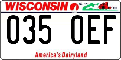 WI license plate 035OEF