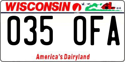 WI license plate 035OFA