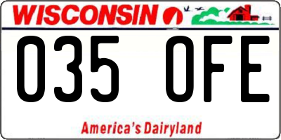 WI license plate 035OFE