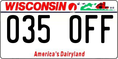 WI license plate 035OFF
