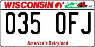 WI license plate 035OFJ