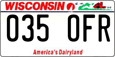 WI license plate 035OFR