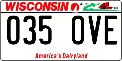 WI license plate 035OVE