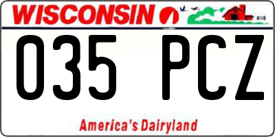 WI license plate 035PCZ
