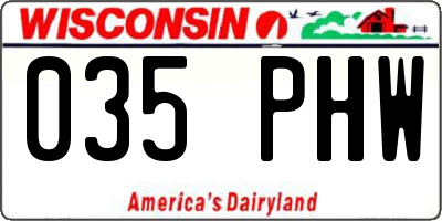 WI license plate 035PHW