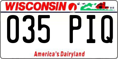 WI license plate 035PIQ