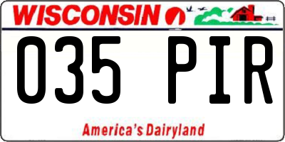 WI license plate 035PIR