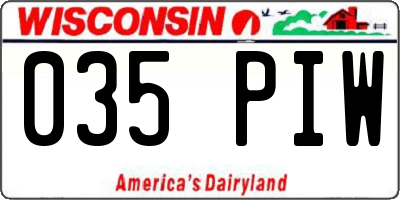 WI license plate 035PIW