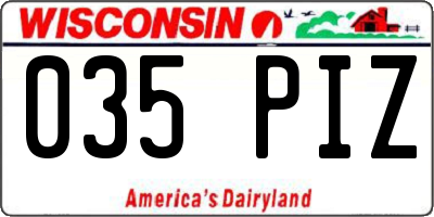 WI license plate 035PIZ