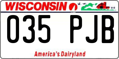 WI license plate 035PJB
