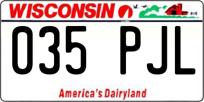 WI license plate 035PJL