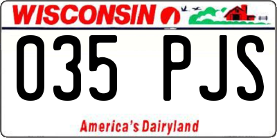 WI license plate 035PJS