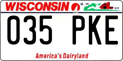WI license plate 035PKE