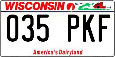 WI license plate 035PKF