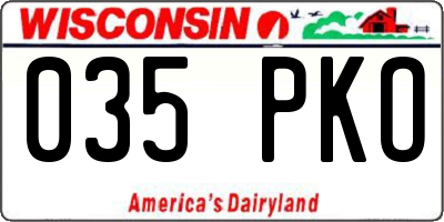 WI license plate 035PKO