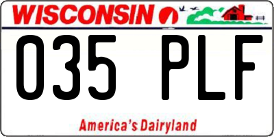 WI license plate 035PLF