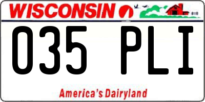 WI license plate 035PLI
