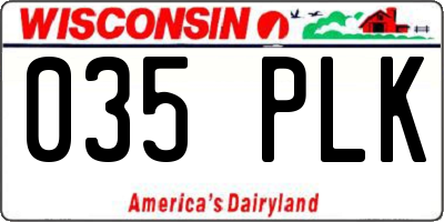 WI license plate 035PLK