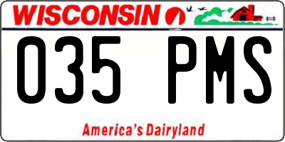 WI license plate 035PMS