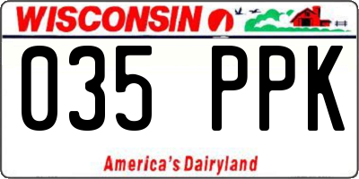 WI license plate 035PPK
