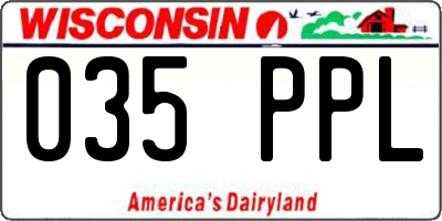 WI license plate 035PPL
