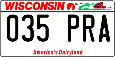 WI license plate 035PRA