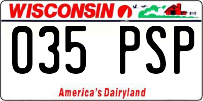 WI license plate 035PSP