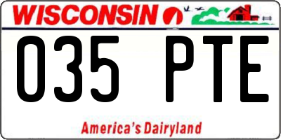 WI license plate 035PTE