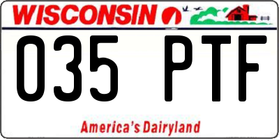 WI license plate 035PTF